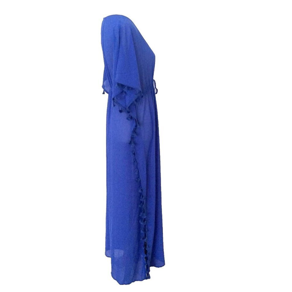 Coastal Blue Tasselled Maxi Swimsuit Coverup Size Med (8-10) NWT - Picture 2 of 11